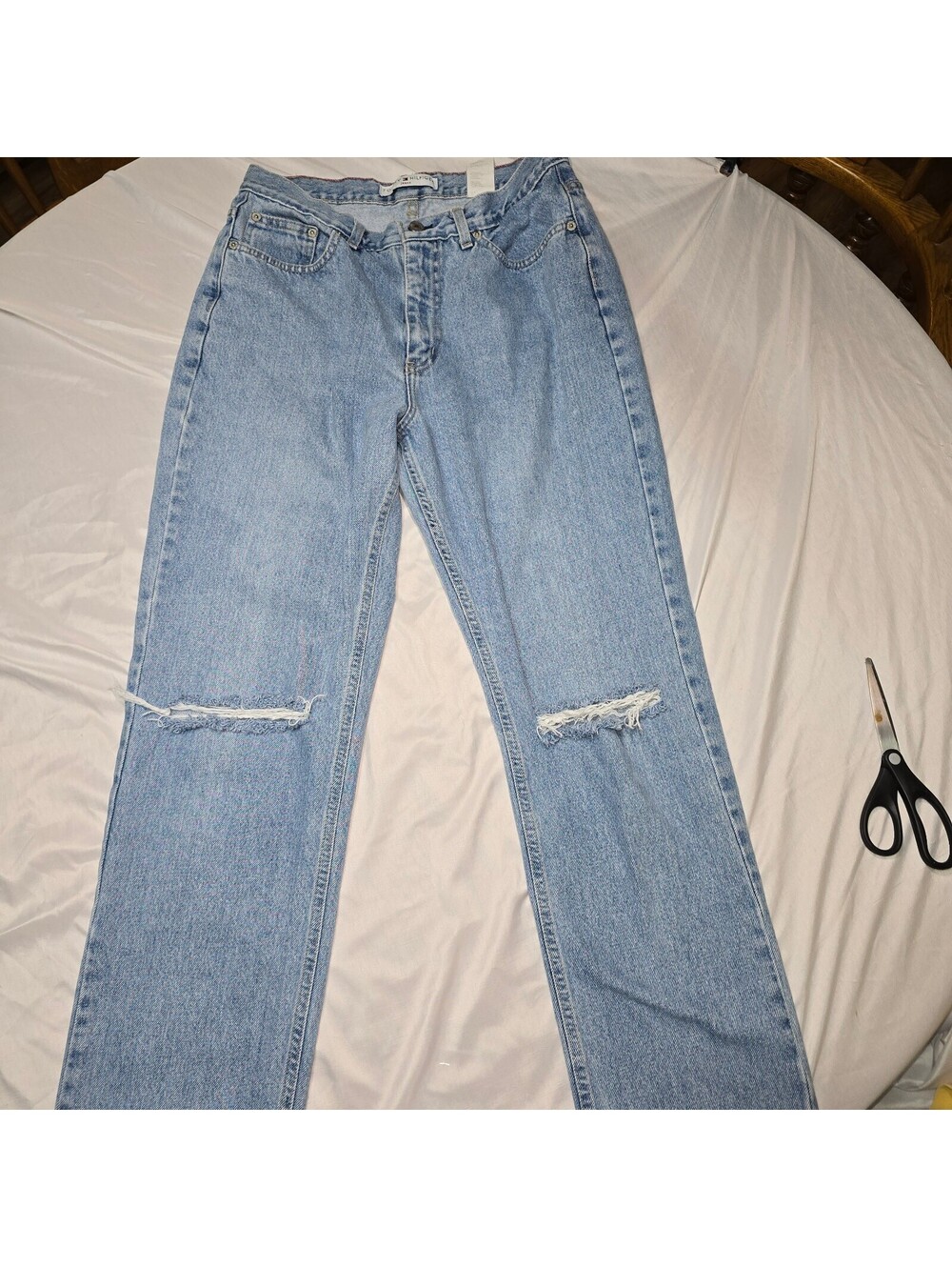 Vintage 90s Tommy Hilfiger Jeans Perfect T Big H Patch Distressed Size 28x30